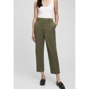 Gap Womens Straight Up Khaki Army Green Stretch Cotton Twill Flat Front Pocket 6